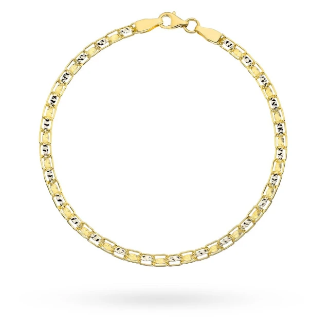 Złota bransoletka 585 diamentowana dwa kolory złota