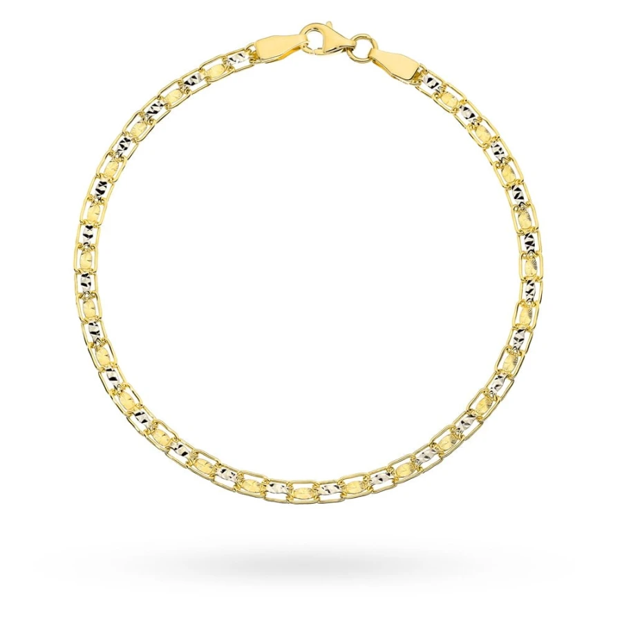 Złota bransoletka 585 diamentowana dwa kolory złota
