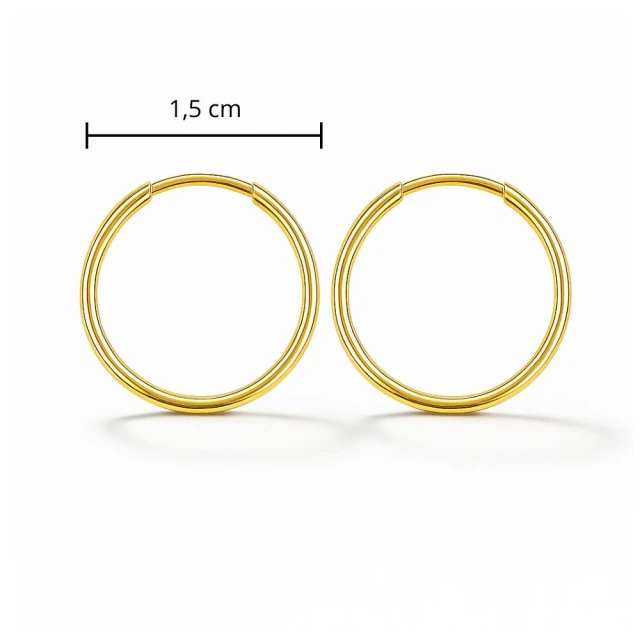 Złote kolczyki koła 1,5 cm 333