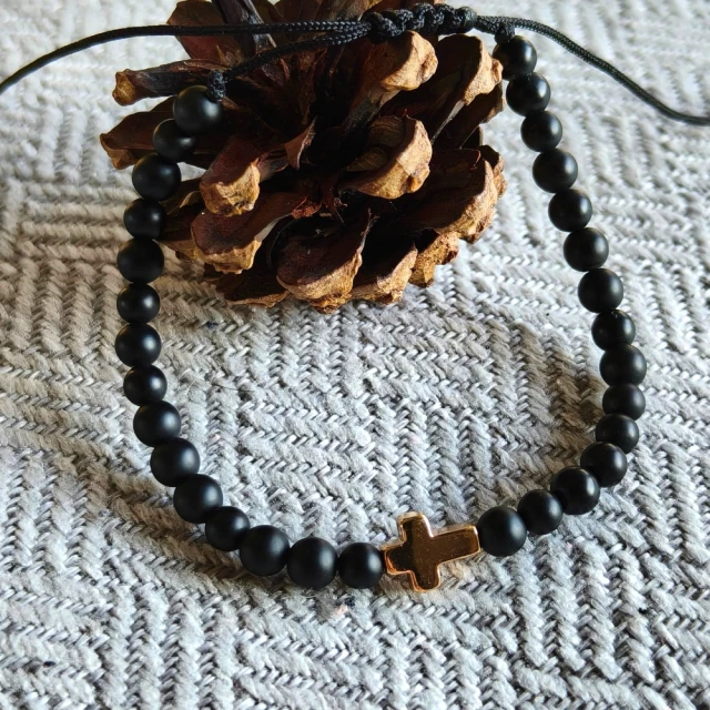 copy of Złota bransoletka sznurkowa na dłoń Kółko z gwiazdką