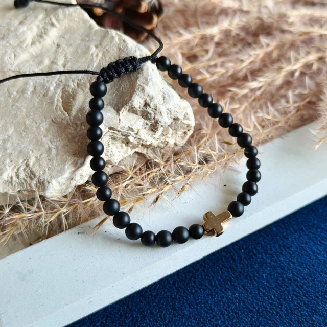 copy of Złota bransoletka sznurkowa na dłoń Kółko z gwiazdką