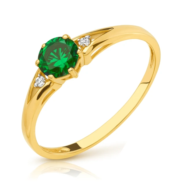 Gold Ring Zirkonie nur ein Smaragd