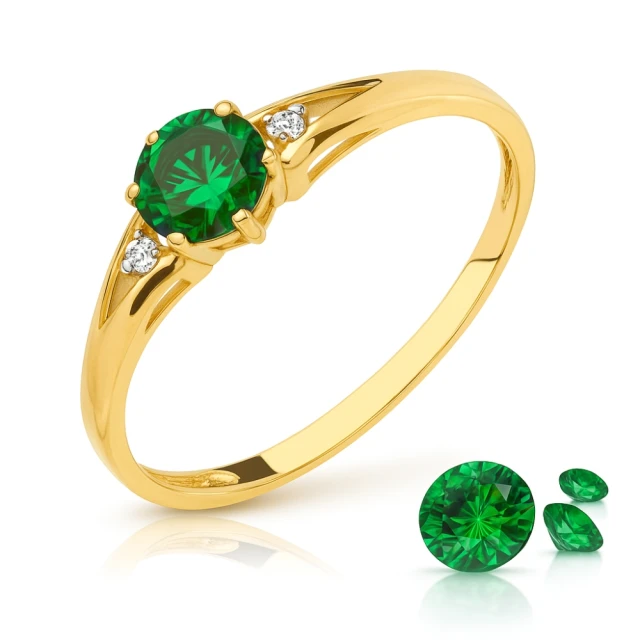 Gold Ring Zirkonie nur ein Smaragd
