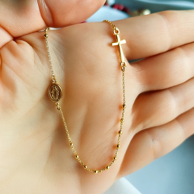 Srebrny naszyjnik pozłacany RÓŻANIEC próba 925