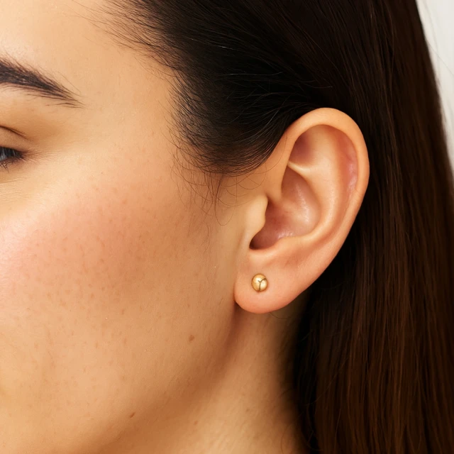 Złote kolczyki 3D połówki 585