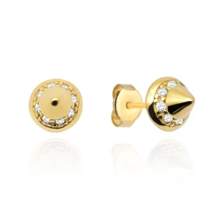Złote kolczyki 585 ćwieki z cyrkoniami