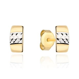 Złote kolczyki diamentowane 585  dwa kolory złota