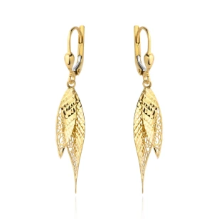 Złote kolczyki 585 długie łezki ażurowe