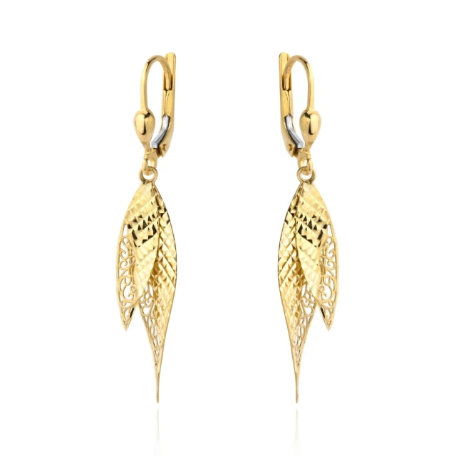 Złote kolczyki 585 długie łezki ażurowe