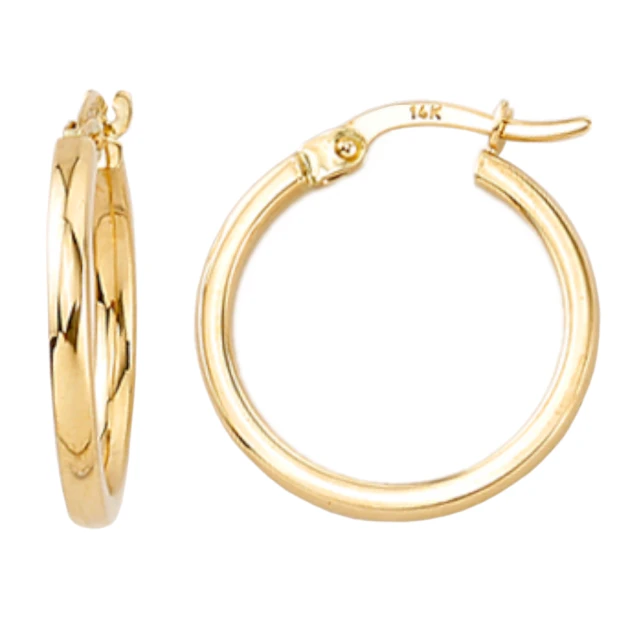 Złote kolczyki 585 koła gładkie na angielskim zapięciu