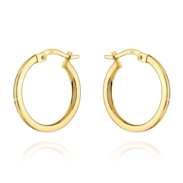 Złote kolczyki 585 koła gładkie na angielskim zapięciu