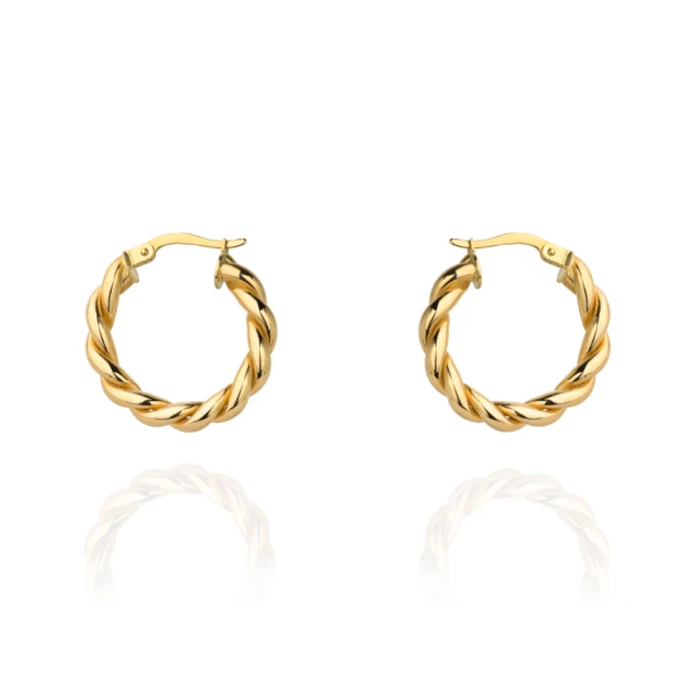 Złote kolczyki 585 koła plecione