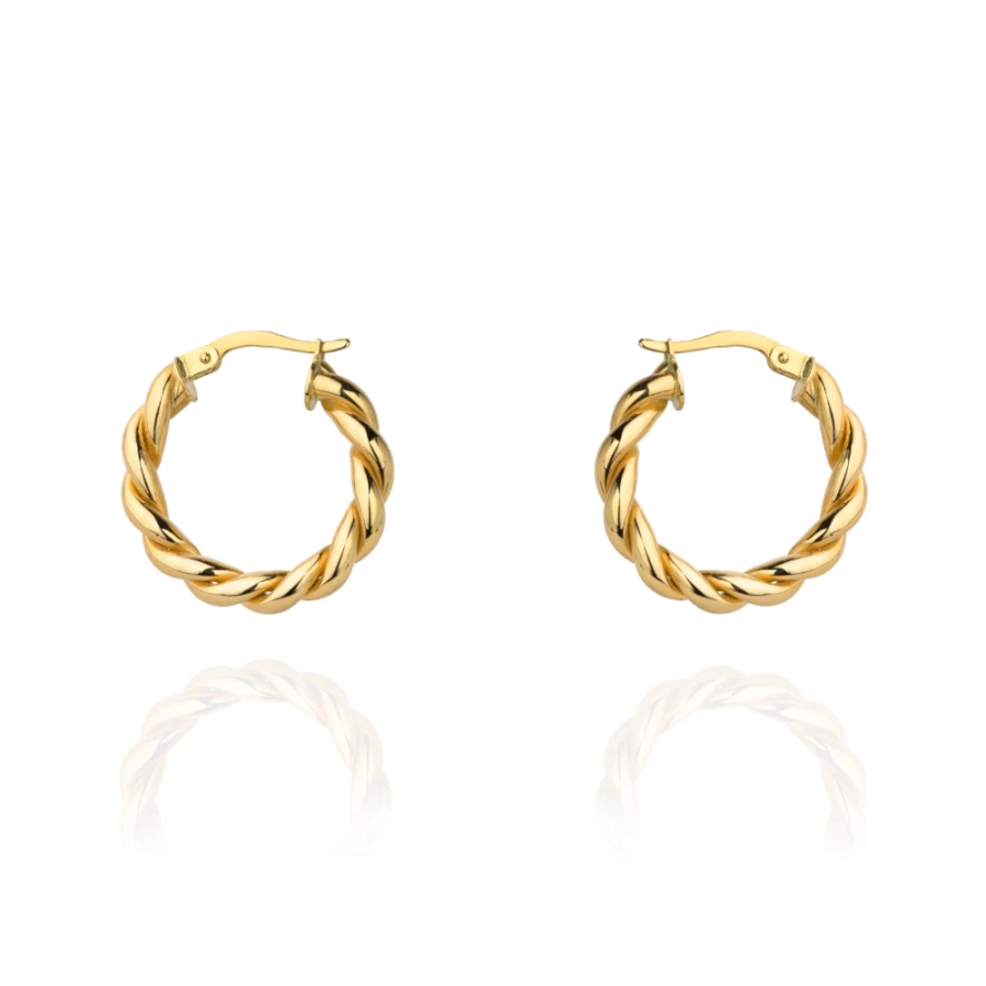 Złote kolczyki 585 koła plecione