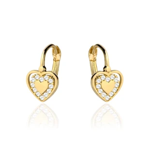 Kolczyki trzy serca złote i z cyrkonii