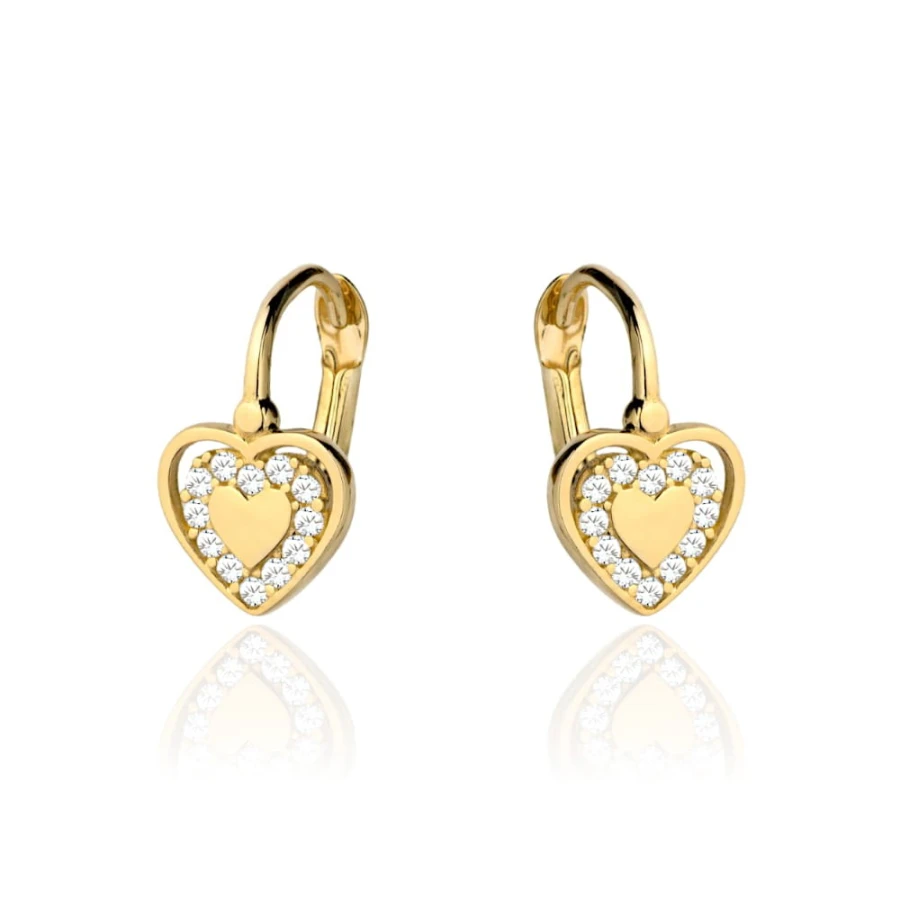 Kolczyki trzy serca złote i z cyrkonii