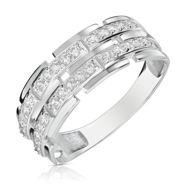 Srebrny pierścionek obrączka szeroka cyrkonie