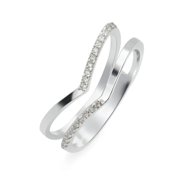 Srebrny Pierścionek Damski Podwójny z cyrkoniami