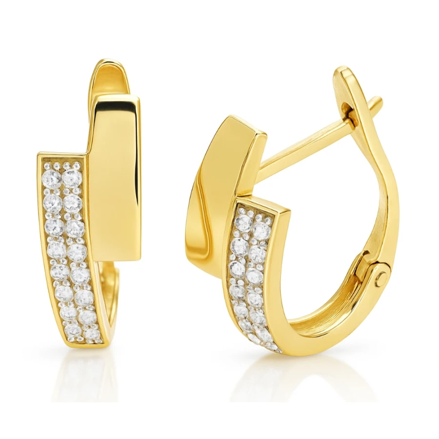 GOLD ASYMMETRISCHE OHRRINGE MIT STEINEN Probe 585 K3.2333P | ergold