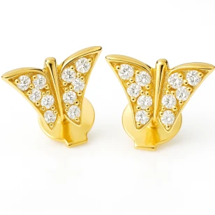 Goldene Ohrringe für ein Geschenk Stick BUTTERFLIES K1.561 | ergold