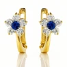 Kolczyki złote z niebieskim kamieniem