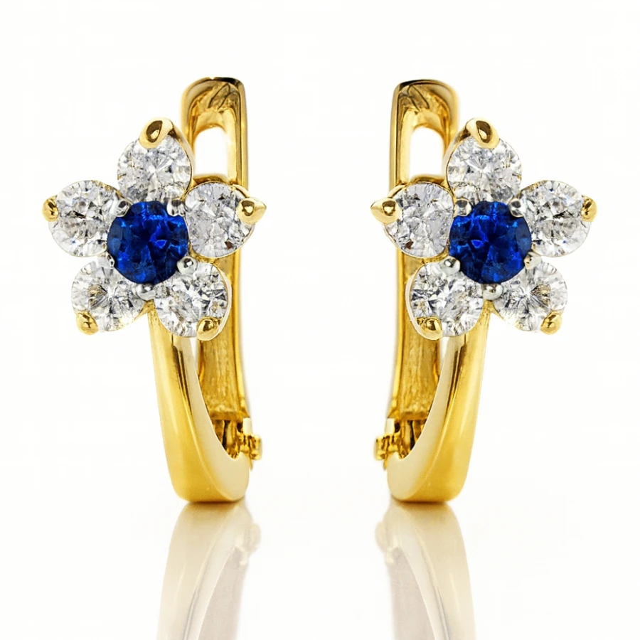 ZŁOTE KOLCZYKI z niebieskimi cyrkoniami K1.242n | ERgold