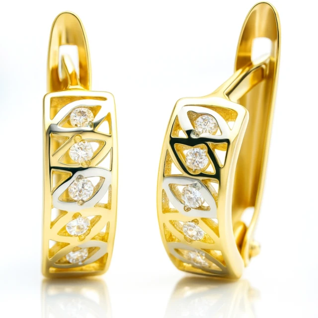 OPENWORK MUSTER Modische goldene Ohrringe Strasssteine