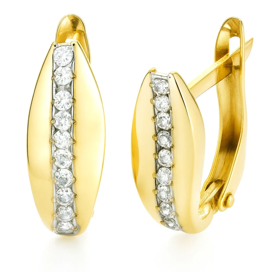 SCHÖNE GOLDENE OHRRINGE Reißen mit Strasssteinen K3.2305 | ergold