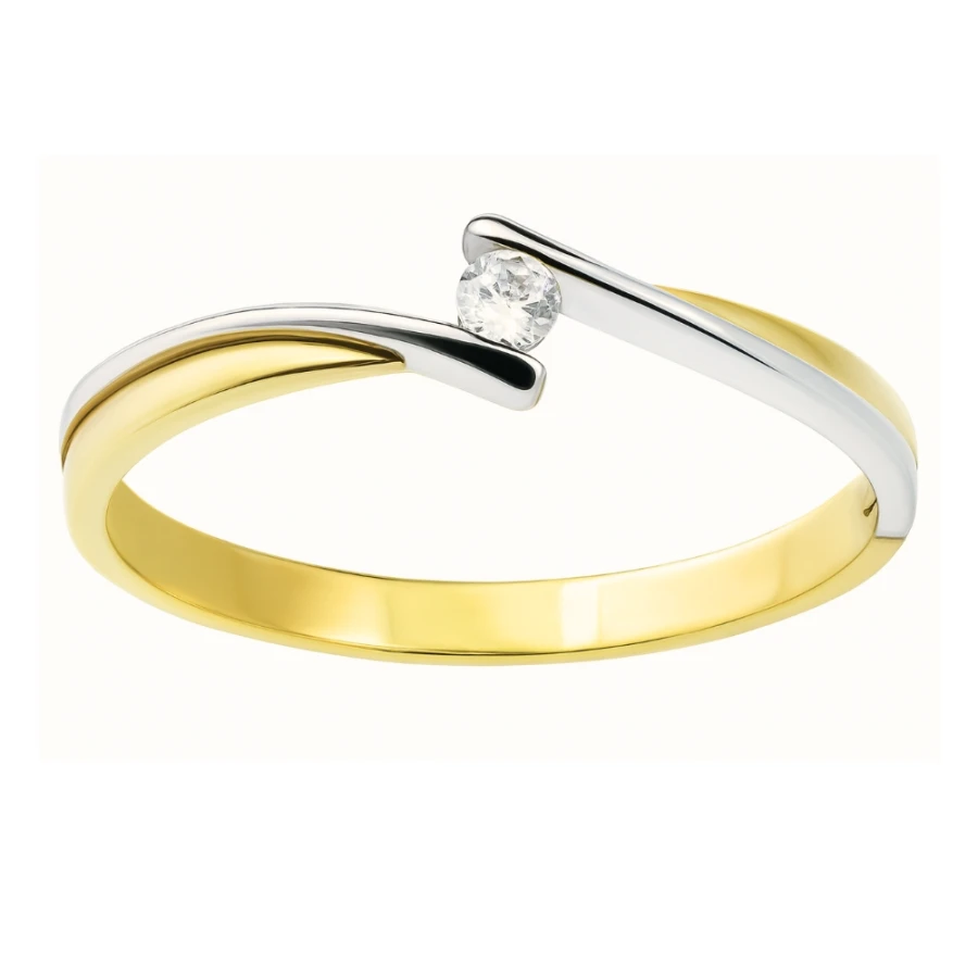 Eleganter Goldring Zirkonia kombiniert Gold P3.1540 | ergold