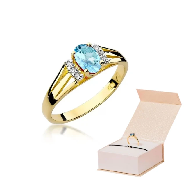 Złoty Pierścionek 585 z diamentem topaz 0,50ct