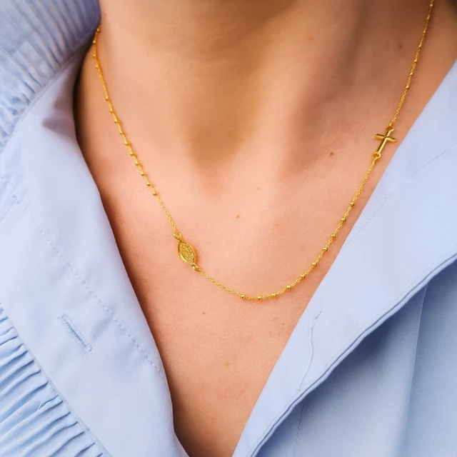 Srebrny naszyjnik pozłacany RÓŻANIEC próba 925