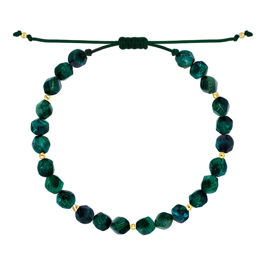 Bransoletka zielone tygrysie oko i złote kuleczki złoto próba 585 | ERgold