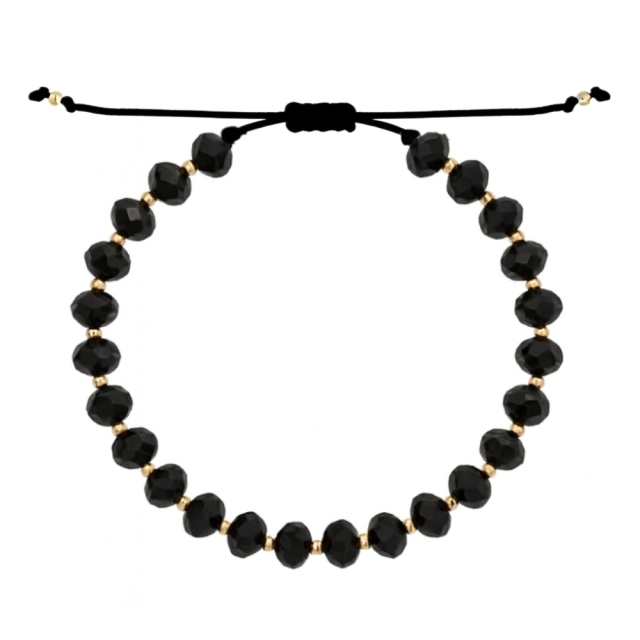 Bransoletka z turmalinem i złotymi kuleczkami złoto próba 585