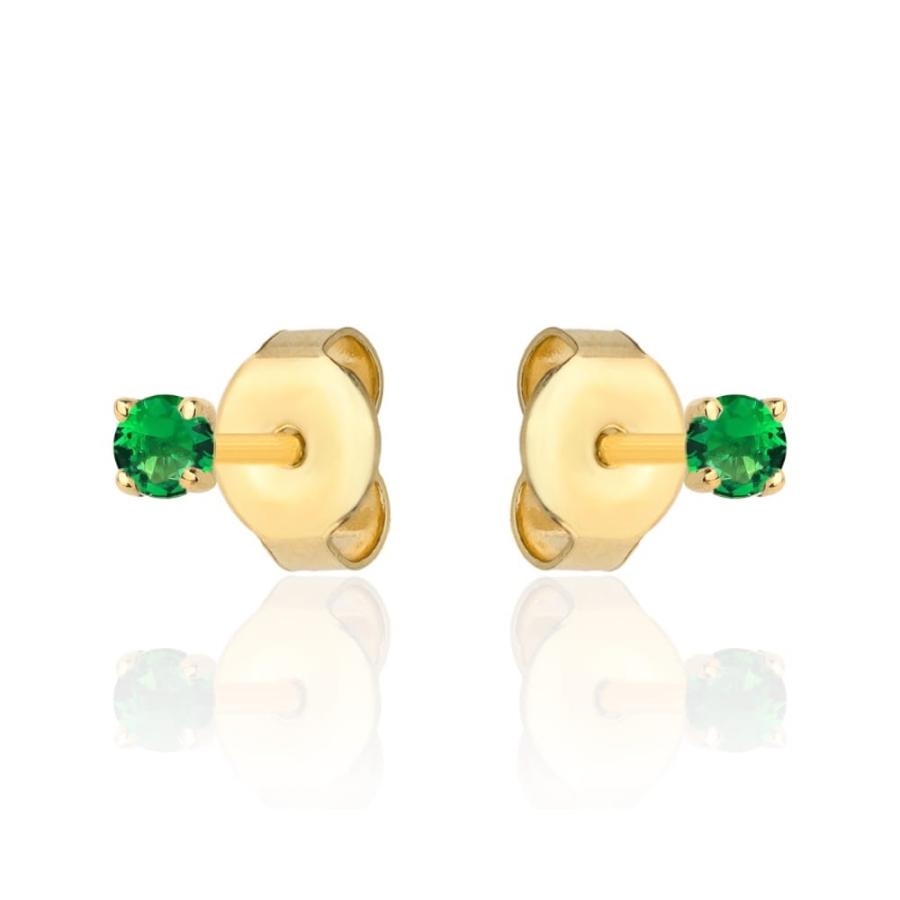 Kolczyki złote centralna zielona cyrkonia
