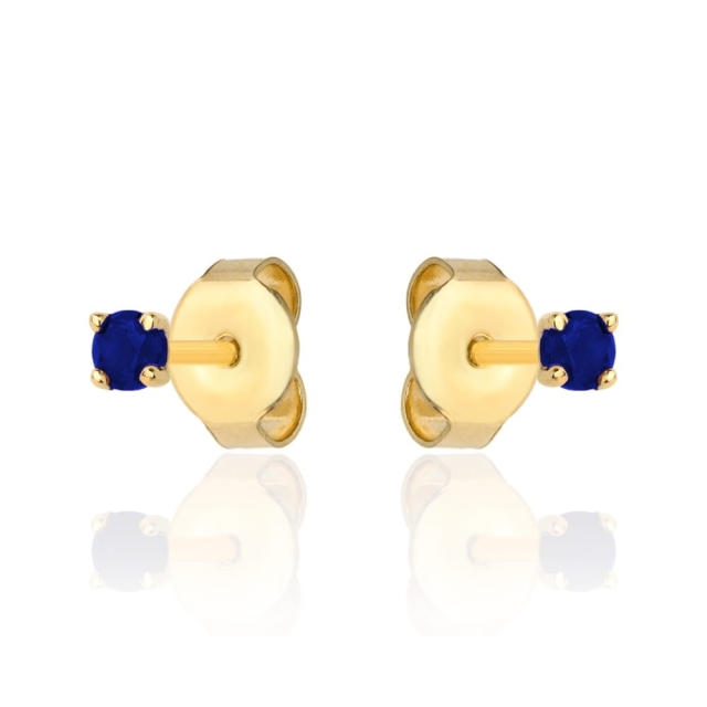 Kolczyki złote centralna niebieska cyrkonia