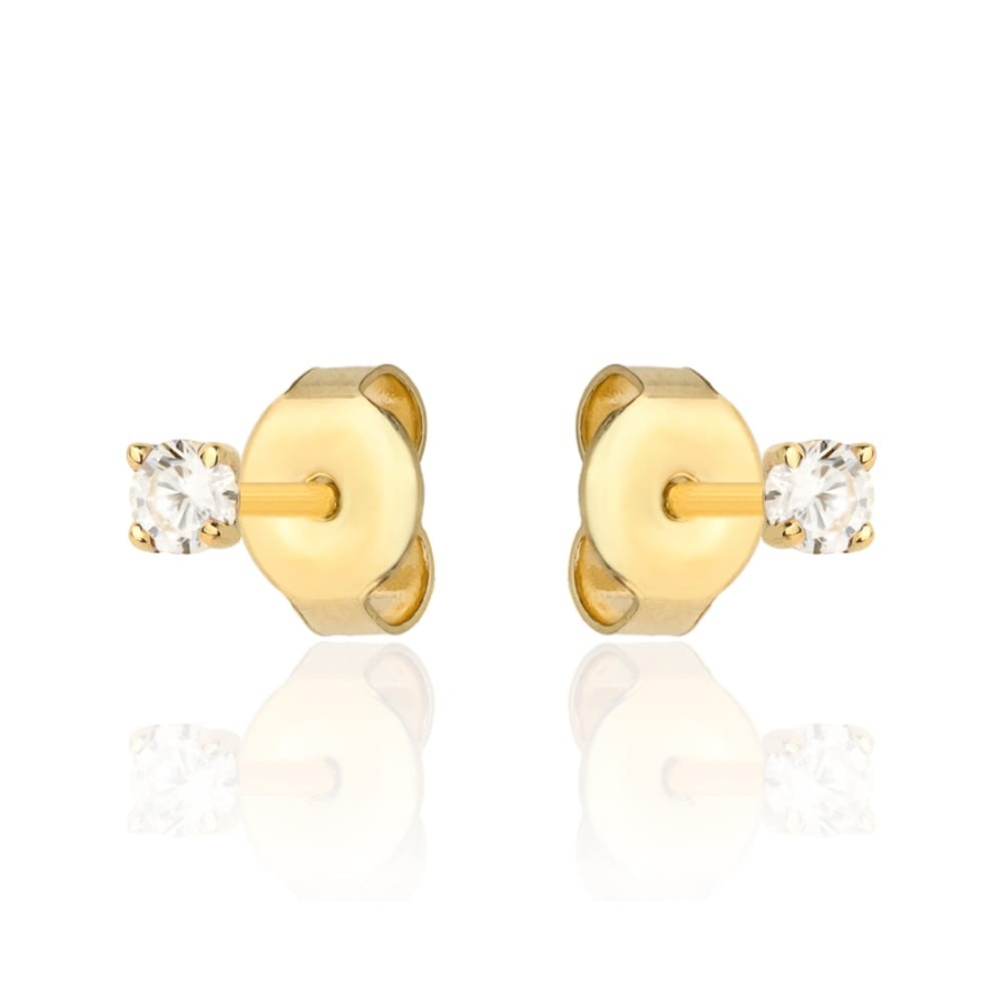 Kolczyki złote centralna biała cyrkonia