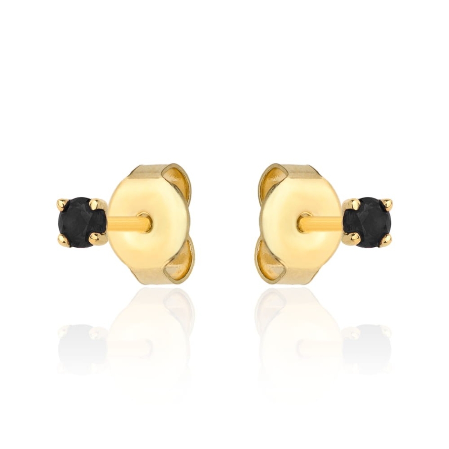Kolczyki złote centralna czarna cyrkonia