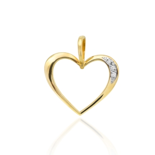 Zawieszka złoty kontur serca z cyrkoniami