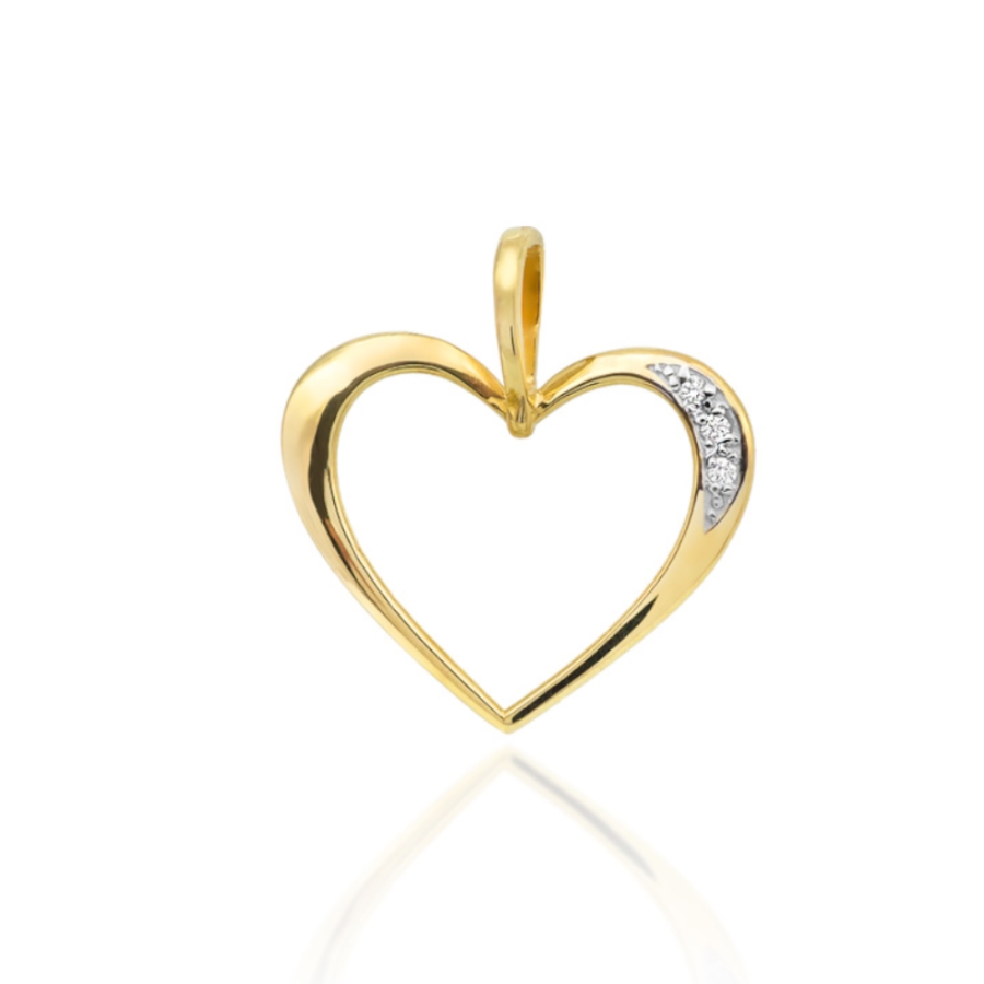 Zawieszka złoty kontur serca z cyrkoniami