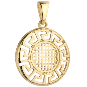Zawieszka złote koło w oprawie greckiego wzoru