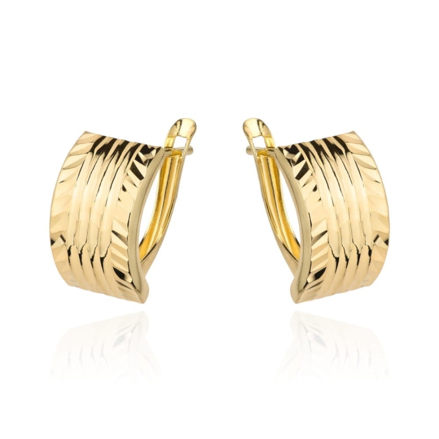 Kolczyki złote diamentowane na angielskim zapięciu