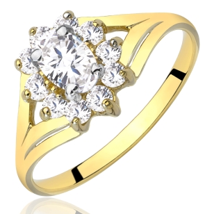 Modischer Goldring mit Strassmarkise P2.982 | ergold