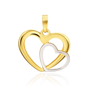 Zawieszka splecione serduszka w dwóch kolorach złota