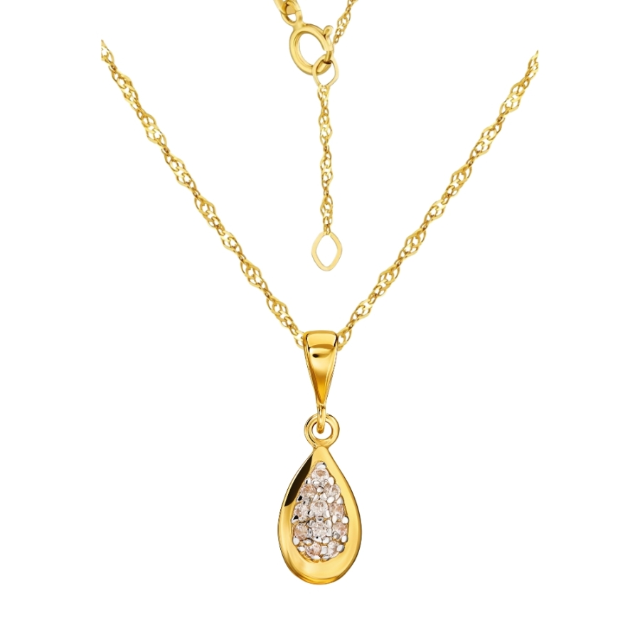 ZŁOTA ZAWIESZKA ŁEZKA KROPLA+ ŁAŃCUSZEK SINGAPUR | ERgold