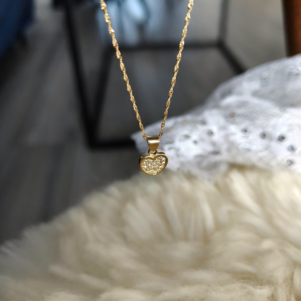 copy of ZŁOTA ZAWIESZKA SERCE nacinana ażurowy + Łańcuszek