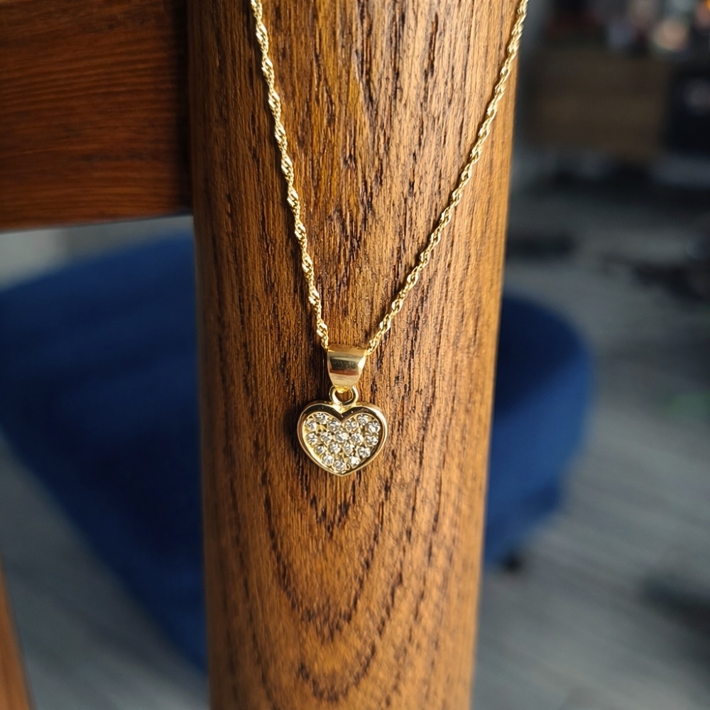 copy of ZŁOTA ZAWIESZKA SERCE nacinana ażurowy + Łańcuszek