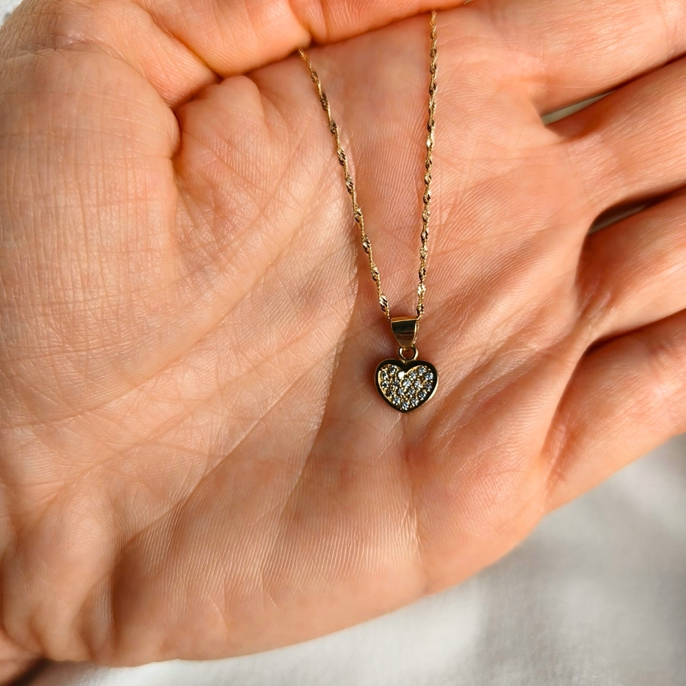 copy of ZŁOTA ZAWIESZKA SERCE nacinana ażurowy + Łańcuszek