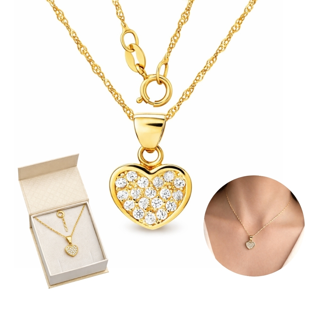 copy of ZŁOTA ZAWIESZKA SERCE nacinana ażurowy + Łańcuszek