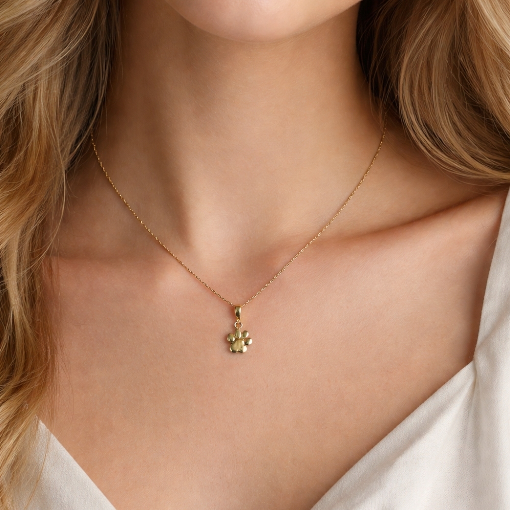 KOMPLET ZŁOTY ŁAŃCUSZEK SINGAPUR 333 + ZAWIESZKA PSIA ŁAPKA