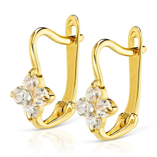 Kolczyki dla dziewczynki kwiatek próba złota 375