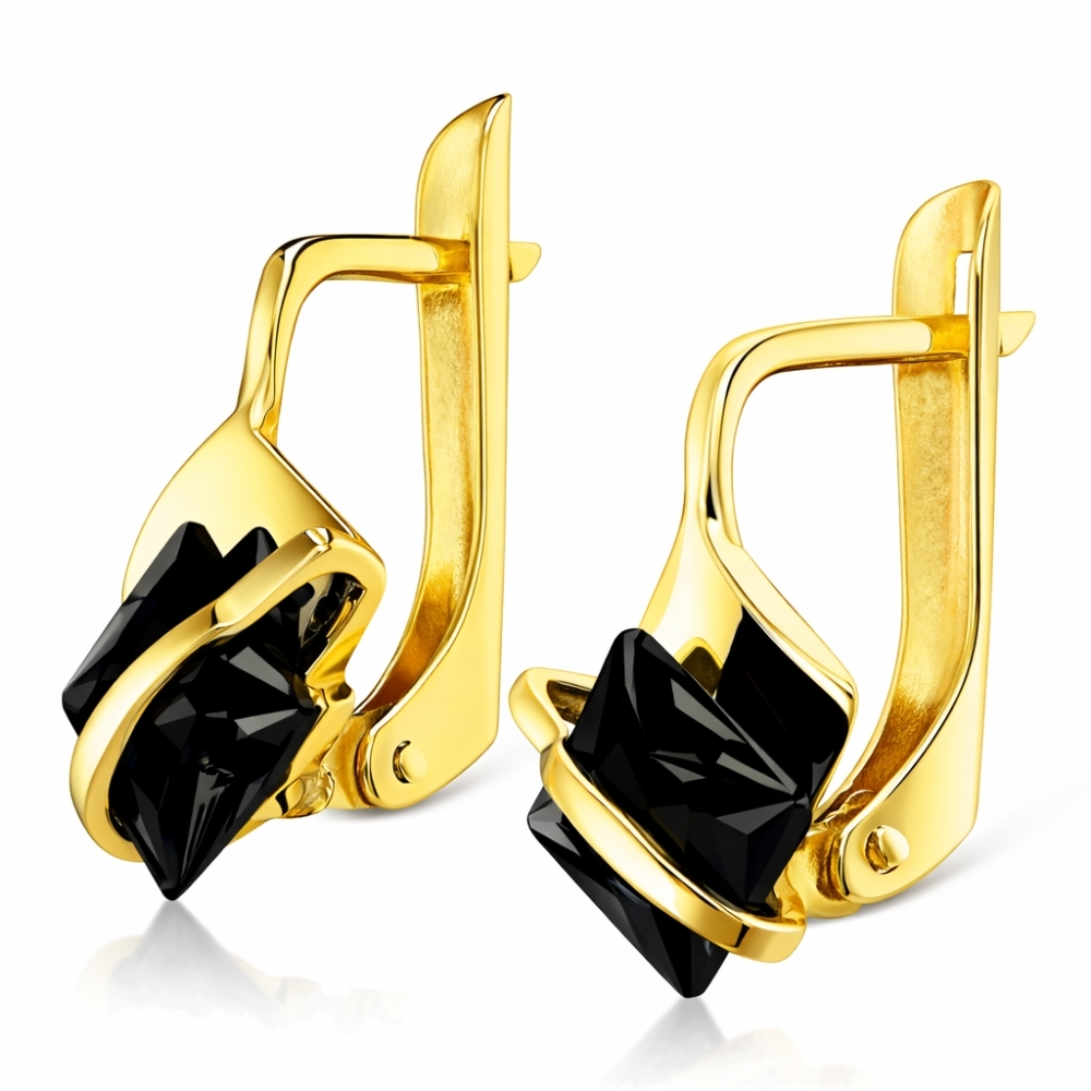 Złote kolczyki Przepaski czarne